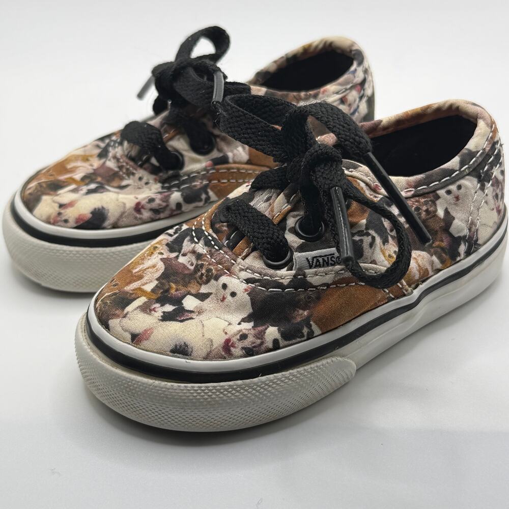 Vans ASPCA Lace Up Shoes Size 4.0 Toddler Color Brown w/ Cats Hard Model to Find - Picture 4 of 9